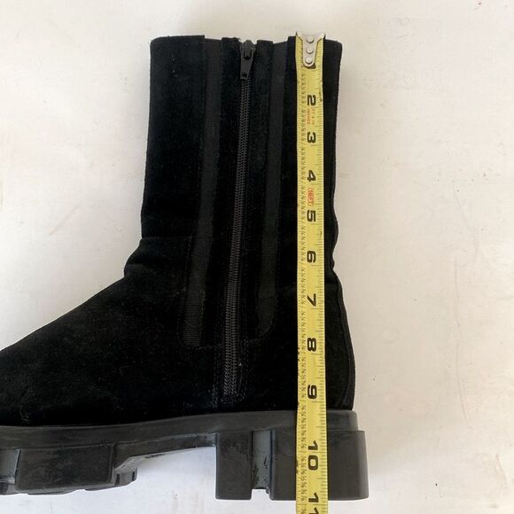 Free People Tristan Chelsea Lug Sole Boots Black Suede Chunky Heel Sz 9 Moto Emo - Picture 15 of 15